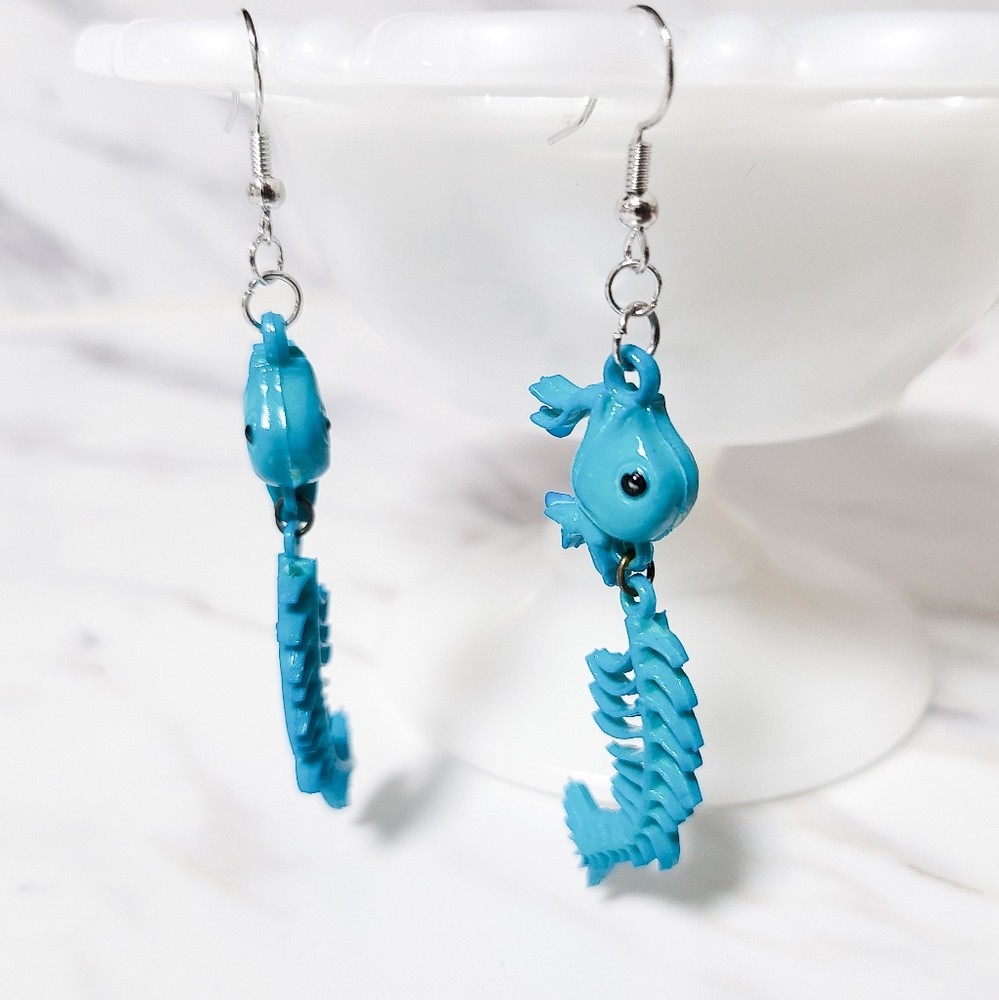 Vintage 1980's Fish Bell Charm Kitsch Toy Earrings